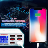 USB Desktop Charger QC3.0 6-Port USB Charging Station Multi Ports Desktop Charger Hubs Used for Smartphone/Tablets
