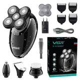 VGR 4in1 grooming electric shaver kit wet dry electric razor for men rechargeable USB beard shaving machine beard&amp;body trimmer