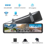 12" WiFi Dual Dash Cam A8 GPS Front 2K Rear 1080P Dual Lens Dash Camera Recorder for Cars 170° Wide Angle With carplay funtion