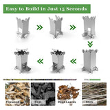 1Pcs Portable Stainless Steel Wood Stove Camping Rocket Stove Wood Stove Camping Accessories