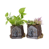 Garden Bonsai Indoor Outdoor Succulent Plant Flower Pot Office Resin Craft Desktop Gifts Ornament With Drainage Hole Cute Dwarfs