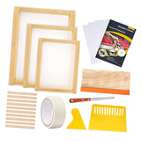 Screen Printing Starter kit Wood Silk Screen Printing Frame with Squeegees Tool for DIY T-shirts Clothes Bags
