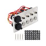 Universal 4 Ways Rocker Switch Panel Double USB Accessories On Off Switch Voltmeter 12V 24V Blue LED for Boats Cars Rvs