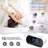 Alarm Clock Radio, FM with Sleep Timer, Dual USB Port Charging, Digital Display,with Dimming,Adjustable Volume (White)