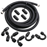 Length 5M AN10  Nylon Braided Fuel Hose Oil Gas Cooler Hose Line Pipe Tube with 10PCS 0/45/90/180 Degree Hose End Fitting Kit