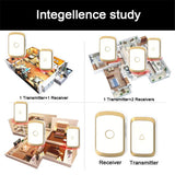Home Security Waterproof Wireless Doorbell 100-240V 60 Rings 5 Volume Chime 300M Remote Led Light EU US UK Plug Door Bell