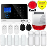 Newest Wireless Home Security Tuya WIFI GSM SIM card EN RU ES PL DE Switchable Smart Alarm system Tuya APP RFID Remote Control