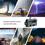 Emergency Radio 2000mAh-Solar Hand Crank Portable AM/FM/NOAA Weather Radio with Flashlight&amp;Reading Lamp Cell Phone Charger