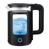 Electric Kettle with Upgraded Stainless Steel Heating Plate and Inner Lid, Wide Opening Glass Tea Kettle, 2L Black/White