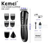 Kemei 3 in 1 Best Quality Electric Trimmer Hair Clipper Nose Trimmer Man's Shaver KM-1407 Wholesale men women hair trimmer