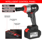 Cordless Impact Wrench 380Nm Torque Brushless Motor 1/2 and 1/4 Inch Chuck 2x6.0A with Fast Charger Variable Speed Impact Kit