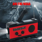 Emergency Solar Power Hand Crank Generator 2000mAh Bank AM/FM Radio Dynamo LED Flashlight Phone Charger