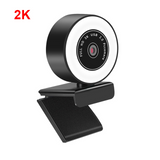 1080P 2K HD Webcam With Ring Fill Light Laptop PC Computer Live Broadcast Camera Video Web Camera Built-in Microphone
