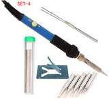 60W Adjustable Temperature Electric Soldering Iron Welding Station Tool Kit With 5pcs Solder Iron Tips Wire Stand Heater Sucker