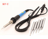 60W Adjustable Temperature Electric Soldering Iron Welding Station Tool Kit With 5pcs Solder Iron Tips Wire Stand Heater Sucker