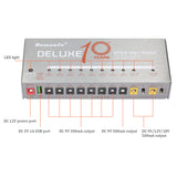 Guitar Power Supply 10 Isolated Output for 9V/12V/18V Effect Pedal with USB Charging Port Short Circuit &amp; Overload Protection
