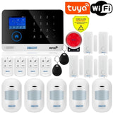 Wireless Tuya APP SIM GSM Home RFID Burglar Security LCD Touch Keyboard WIFI GSM Alarm System Sensor kit Russian,Spanish Voice