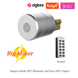 Tuya Zigbee Optional Smart Remote Control Automatic EU Cylinder Lock Airbnk M501 Big Motor Power Fingerprint Password Lock