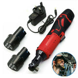 WENXING Electric Wrench 3/8'' 12/42V 90° 45/60Nm Right Ratchet Angle Wrench Power Tool  with 2 BatterIies Charger UK/US/EU plug