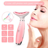 EMS Color Light Neck Beauty Instrument Warm Lift and Wrinkle Facial Massager neck beauty instrument