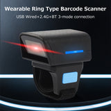 Wearable Ring Type Barcode Scanner USB Wired+2.4G+BT Three-mode Connection Support One-dimensional Barcode/QR Code Scanning