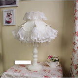 Girls Bedroom Table Lamp White PInk Blue Princess Lace Lampshade Wood Desk Lighting Bedside Lamp Book Reading Table Lamp D94