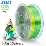 KAIGE PLA SILK 1.75MM 1KG Filament Sublimation Products Rainbow02 2.2lbs Textur -/+0.02MM PLA Refills Biodegradable Material