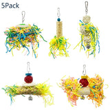 5Pcs Bird Parrot Shredding Toys Chewing Foraging Hanging Cage Paper Strings Wire Drawing Ball Toys Relieve Boredom