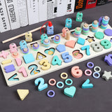5-in-1 Wooden Number Puzzle Magnetic Logarithmic Board Shape Counting Game Montessori Toy for Kids Toddlers Preschool Education