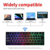 Bluetooth 5.0 2.4G Wireless Keyboard Gaming 61 Keys Rechargeable Keyboard Adjustable RGB Backlit for PC Phones Tablets Desktop