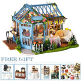 CUTEBEE DIY Dollhouse Kit Wooden Doll House Miniature House Furniture Kit Casa Music Led Toys for Children Birthday Gift A68B
