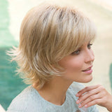 Wig women's short hair back warped golden high temperature silk chemical fiber wig