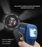 Laser Speed Measuring Digital Tachometer Non-Contact Tester LCD Backlit Data Hold Meter Gauge Tester Measure Range 2.5-99999 RPM