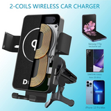 LAMJAD 15W Fast Wireless Charger Car Dual Coil Design Qi Automatic Induction Wireless Car Charger For Galaxy Z Flip3 5G 13/12/11