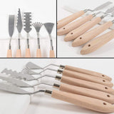 10Pcs Stainless Steel Spatula Palette Knife Painting Tools Metal Knives Wood Handle for Oil Paint Acrylic Canvas Art Tools