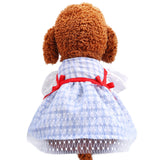 New Summer Luxury Blue Plaid Pet Dog Dresses Puppy Clothes Cat Skirt Girl Dog Clothes Vestidos Para Perritas