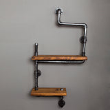 Retro bookshelf American room multi function wall storage wall shelf iron solid wood partition water pipe shelves bathroom rocks