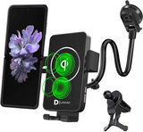 LAMJAD 15W Fast Wireless Charger Car Dual Coil Design Qi Automatic Induction Wireless Car Charger For Galaxy Z Flip3 5G 13/12/11