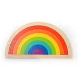 Rainbow Stacking Blocks Wooden Big Baby Balance Building Blocks Geometric Shape Variety Stacker Montessori Kid Educational Toy