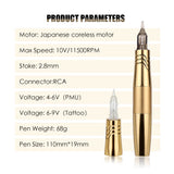 Dual Use PMU Tattoo Machine Permanent Makeup Machine RCA Golden Rotary Tattoo Pen with 2 Head Dual Type Needles Interface