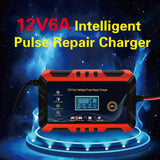 Digital Car Battery Charger Fully Automatic Repair Charge For Car Motorcycle SUV Stea Battery Charger 6A 12V Fully Automatic
