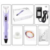 3D Pen Screen DIY 3D Printing Pen With ABS PLA Filament Creative Toy Gift 3 D Printer Pen Drawing For Kids Christmas Birthday