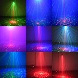 69/129 Patterns USB Rechargeable Led Laser Projector Lights RGB UV DJ Sound Party Disco Light for Wedding Birthday Party Lamp