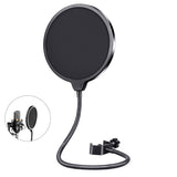 Microphone Pop Filter Dual Layered Wind Pop Screen Mic Shield Pop Filters With Flexible Metal Gooseneck Microphone Accessories
