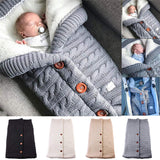 Baby Sleeping Bag Envelope Winter Kids Sleepsack Footmuff For Stroller Knitted Sleep Sack Newborn Swaddle Knit Wool Slaapzak