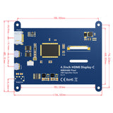4.3Inch Capacitive Touch Screen Panel 800*480 Resolution for Raspberry Pi 3B+/4B Single-Point Touch Control USB Touch Drive-Free