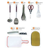 8pcs Camp Kitchen Cooking Utensil Set Travel Organizer Grill Accessories Portable Compact Gear for BBQ Camping Hiking ALS88