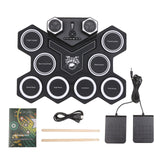 USB Portable Roll Up Drum Kit Silicone Electronic Drum Sets with Foot Pedal &amp; Drumsticks Built-in Battrey for Beginners