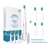 LANSUNG SN901 Sonic Electric Toothbrush Rechargeable Tooth Brushes 4 Pcs Replacement Heads Ultrasonic  Electric Toothbrushes