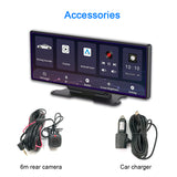 10.26 Inch Touch Screen 2K Car Portable Wireless Apple CarPlay Android Radio Multimedia GPS dual lens Dash Cam 1080P Stereo
